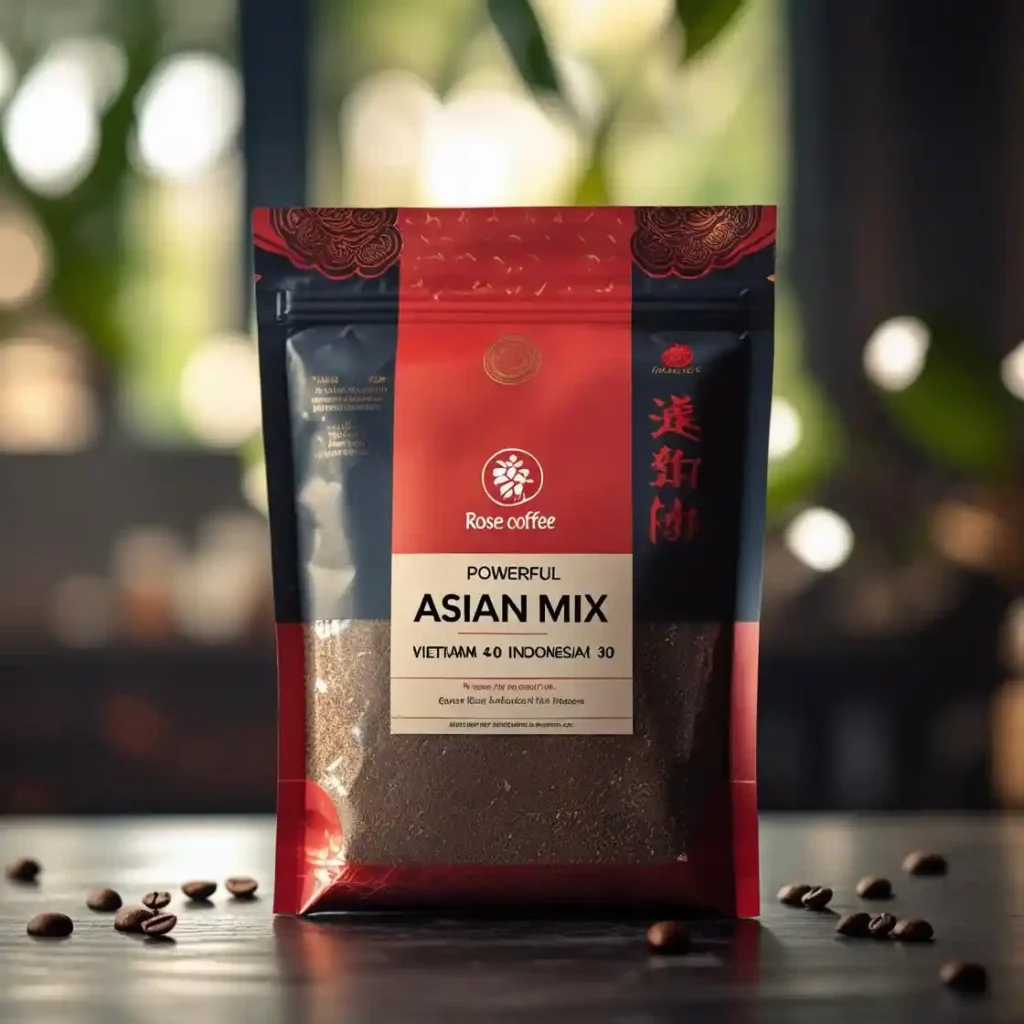 پاکت میکس قهوه با برند قهوه رز به اسم میکس اسیایی قدرتمند