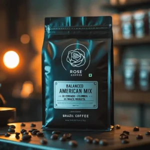 پاکت میکس قهوه با برند قهوه رز به اسم میکس امریکائی متعادل